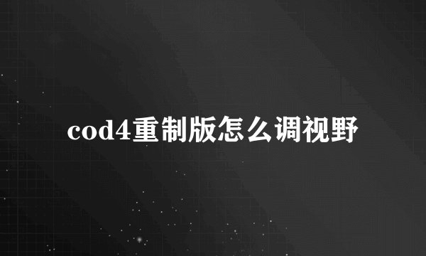 cod4重制版怎么调视野