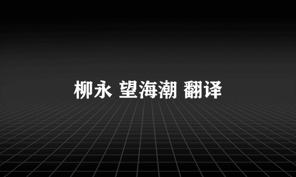 柳永 望海潮 翻译