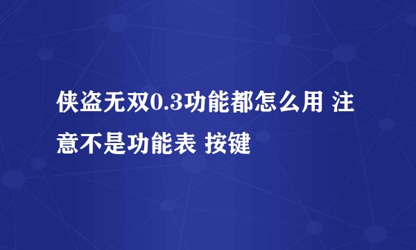 侠盗无双0.3功能都怎么用 注意不是功能表 按键