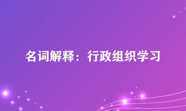 名词解释：行政组织学习