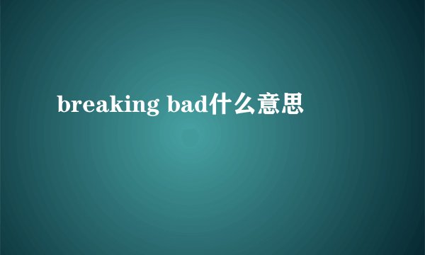 breaking bad什么意思