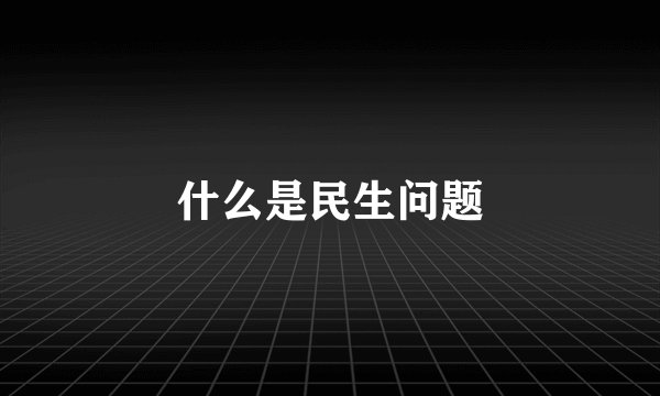 什么是民生问题