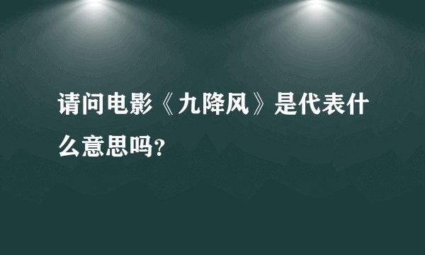 请问电影《九降风》是代表什么意思吗？