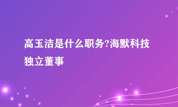 高玉洁是什么职务?海默科技独立董事