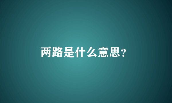 两路是什么意思？