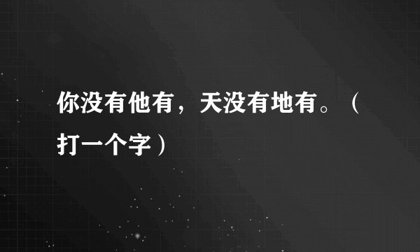 你没有他有，天没有地有。（打一个字）