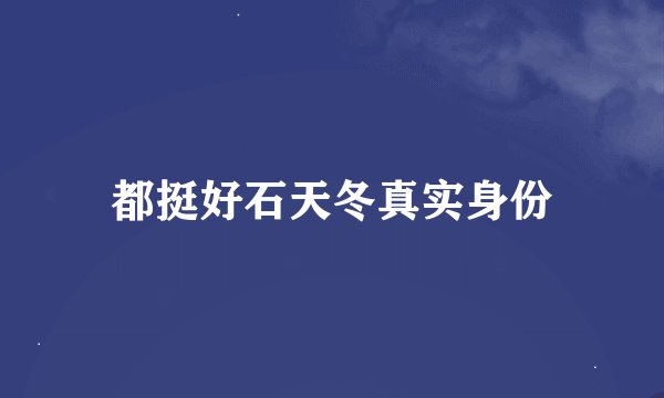 都挺好石天冬真实身份