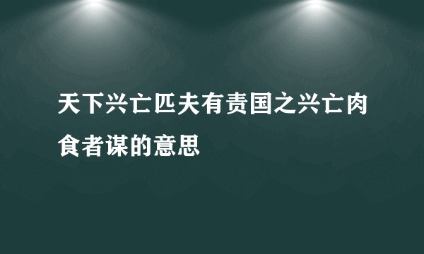 天下兴亡匹夫有责国之兴亡肉食者谋的意思