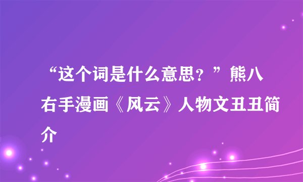 “这个词是什么意思？”熊八右手漫画《风云》人物文丑丑简介
