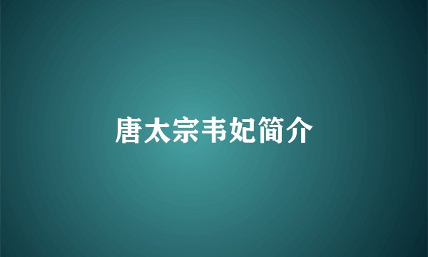 唐太宗韦妃简介