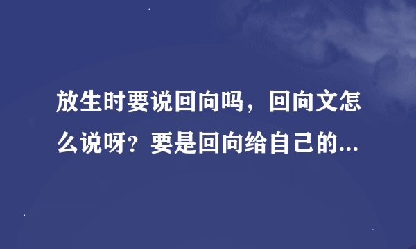 放生时要说回向吗，回向文怎么说呀？要是回向给自己的小孩应该怎样回向