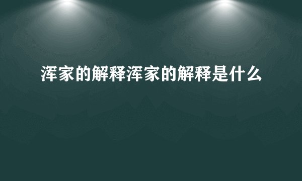 浑家的解释浑家的解释是什么