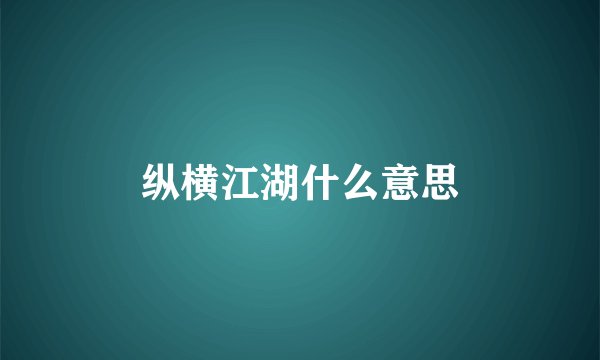 纵横江湖什么意思