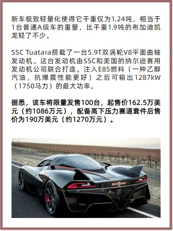 最速量产车的“王者”，SSCTuatara！