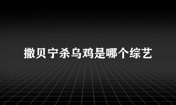 撒贝宁杀乌鸡是哪个综艺