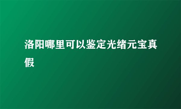 洛阳哪里可以鉴定光绪元宝真假