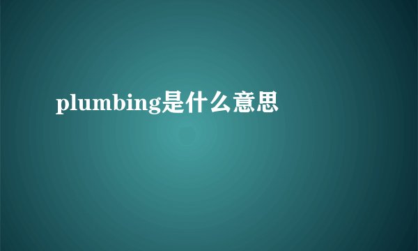 plumbing是什么意思