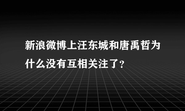 新浪微博上汪东城和唐禹哲为什么没有互相关注了？