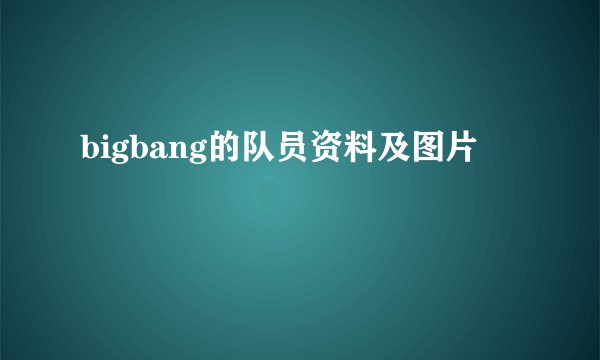 bigbang的队员资料及图片