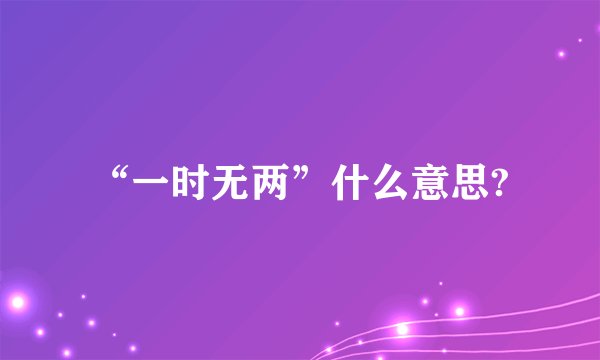“一时无两”什么意思?