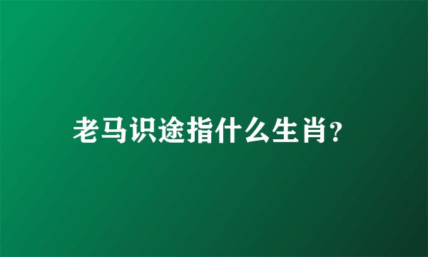 老马识途指什么生肖？