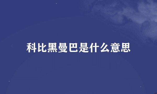 科比黑曼巴是什么意思