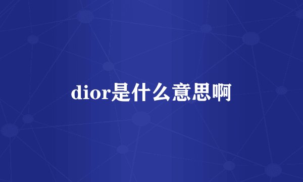 dior是什么意思啊
