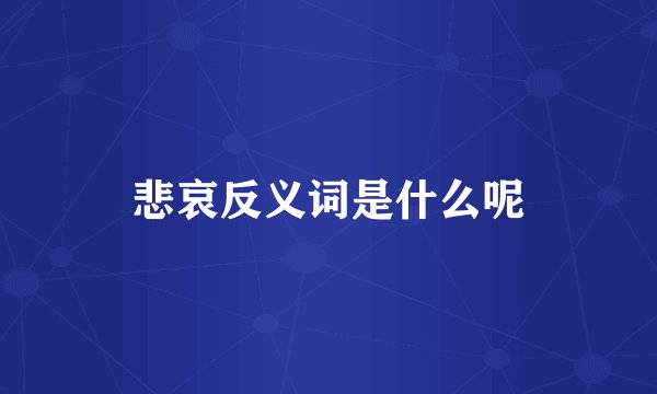 悲哀反义词是什么呢