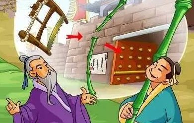 “执竿入城”的意思是：拿着竹竿进城门。