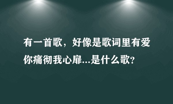有一首歌，好像是歌词里有爱你痛彻我心扉...是什么歌？