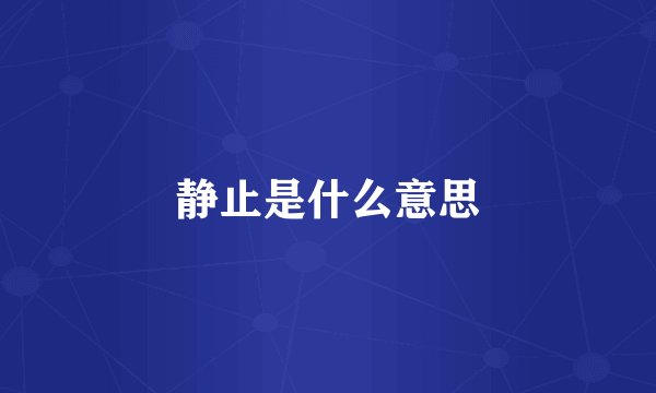 静止是什么意思