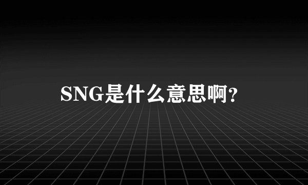 SNG是什么意思啊？
