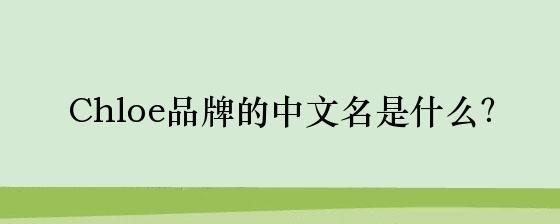 chloe中文名叫什么