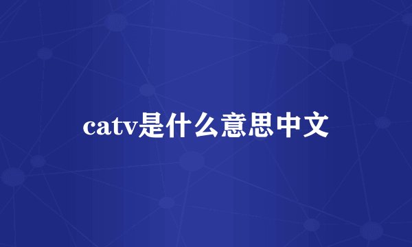 catv是什么意思中文