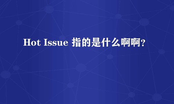 Hot Issue 指的是什么啊啊？