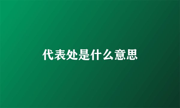代表处是什么意思