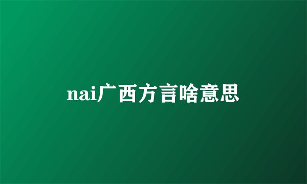 nai广西方言啥意思