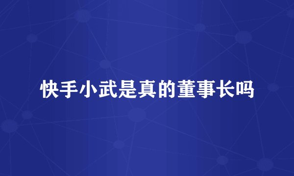 快手小武是真的董事长吗