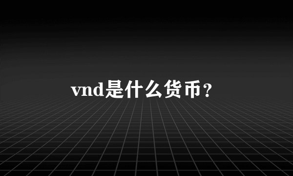 vnd是什么货币？