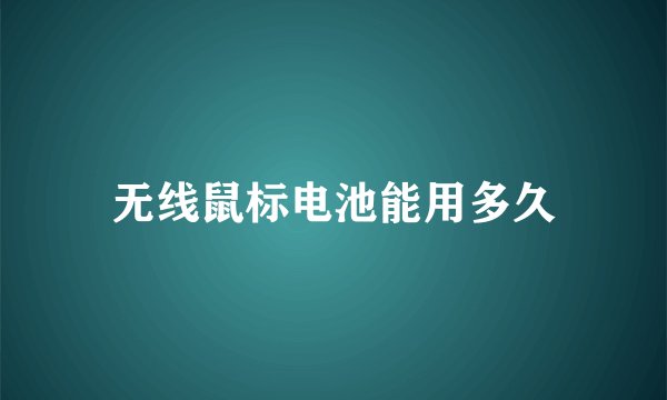 无线鼠标电池能用多久