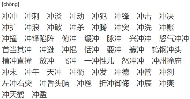 冲的偏旁是什么部首