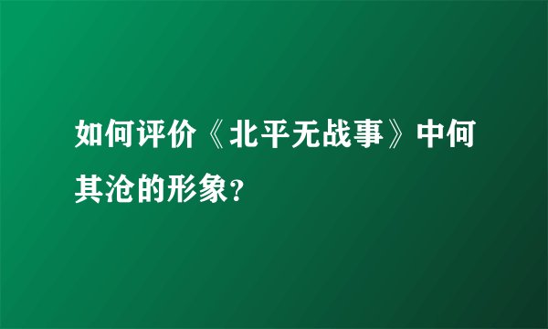 如何评价《北平无战事》中何其沧的形象？