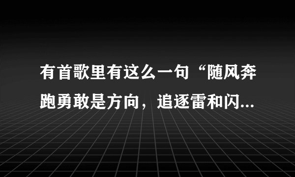 有首歌里有这么一句“随风奔跑勇敢是方向，追逐雷和闪电的力量”请问这首歌的歌名叫什么，是谁的歌？