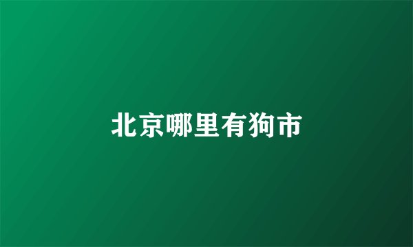 北京哪里有狗市