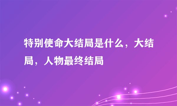 特别使命大结局是什么，大结局，人物最终结局