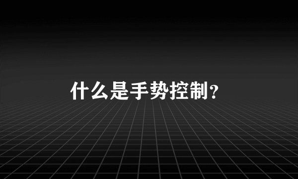 什么是手势控制？