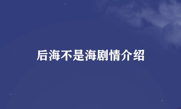 后海不是海剧情介绍