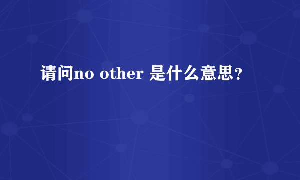 请问no other 是什么意思？