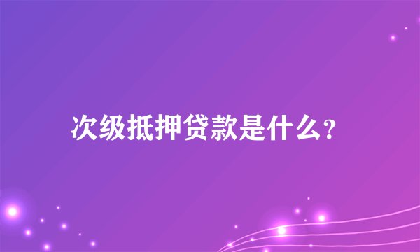 次级抵押贷款是什么？