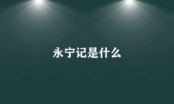 永宁记是什么